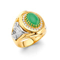 14K Two Tone Gold Jade Men'S CZ Ring