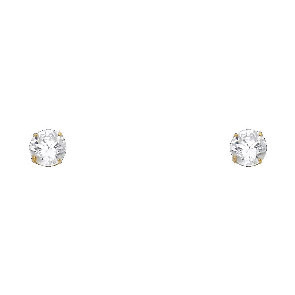 14K Yellow Gold Round Basket Stud (3 mm - 8 mm)