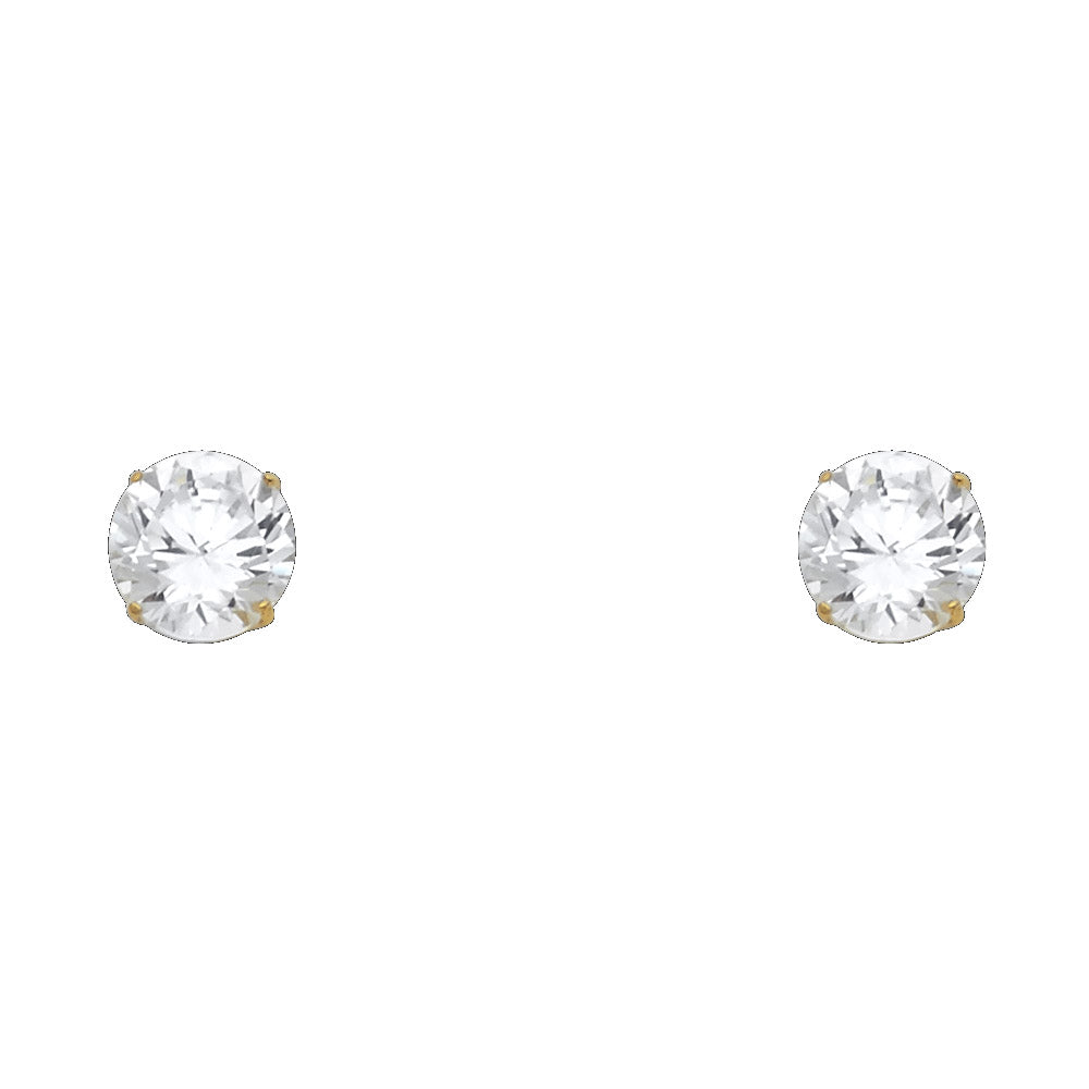 14K Yellow Gold Round Basket Stud (3 mm - 8 mm)