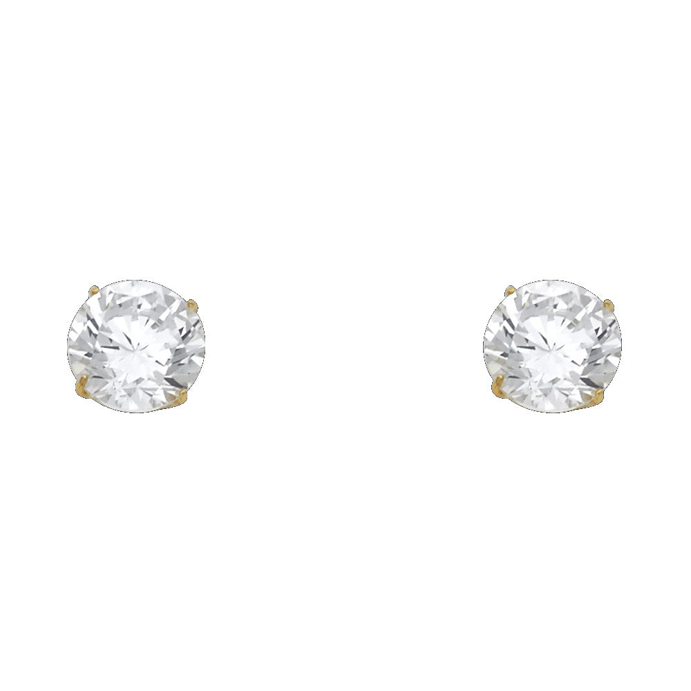 14K Yellow Gold Round Basket Stud (3 mm - 8 mm)