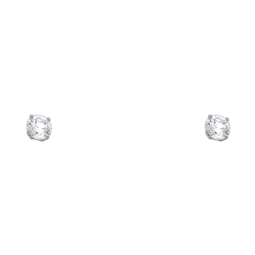 14K White Gold Round Basket Stud d (3 mm - 8 mm)