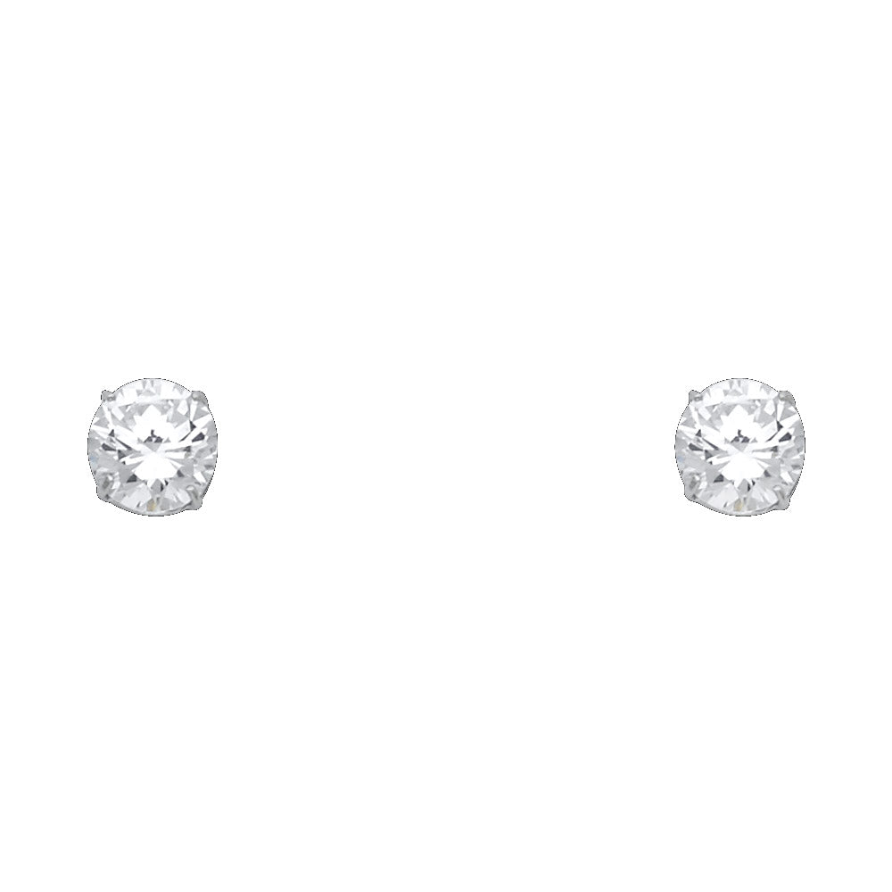 14K White Gold Round Basket Stud d (3 mm - 8 mm)