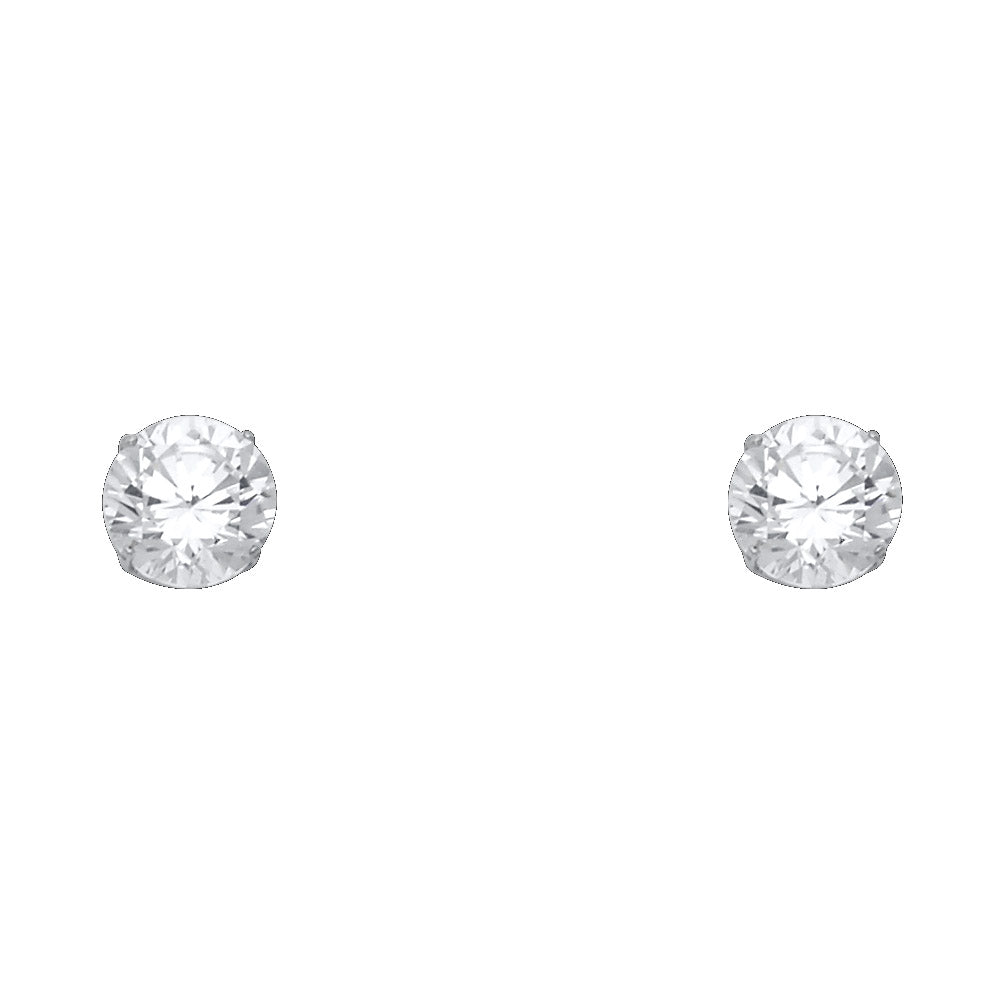 14K White Gold Round Basket Stud d (3 mm - 8 mm)