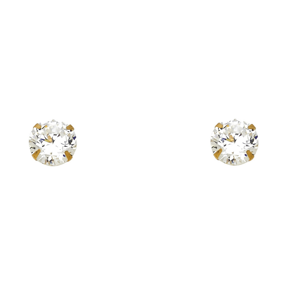 14K Yellow Gold 7 mm Round Stamp Screw Stud (ST128)