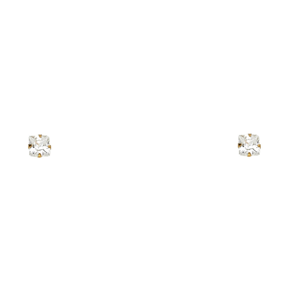 14K Yellow Gold 3 mm Square Stamp Screw Stud (ST129)