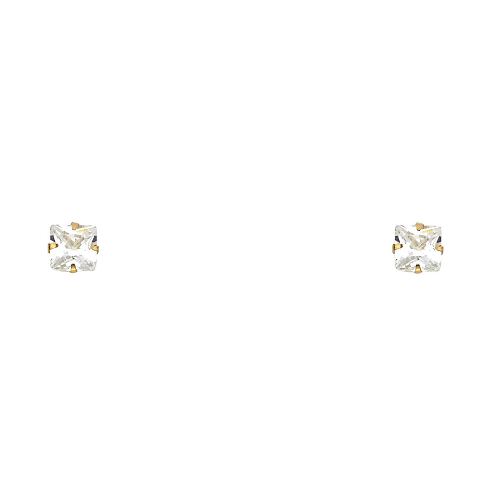 14K Yellow Gold 4 mm Square Stamp Screw Stud (ST130)