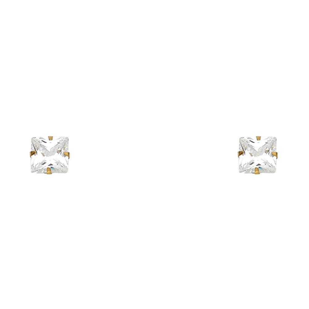 14K Yellow Gold 5 mm Square Stamp Screw Stud (ST131)