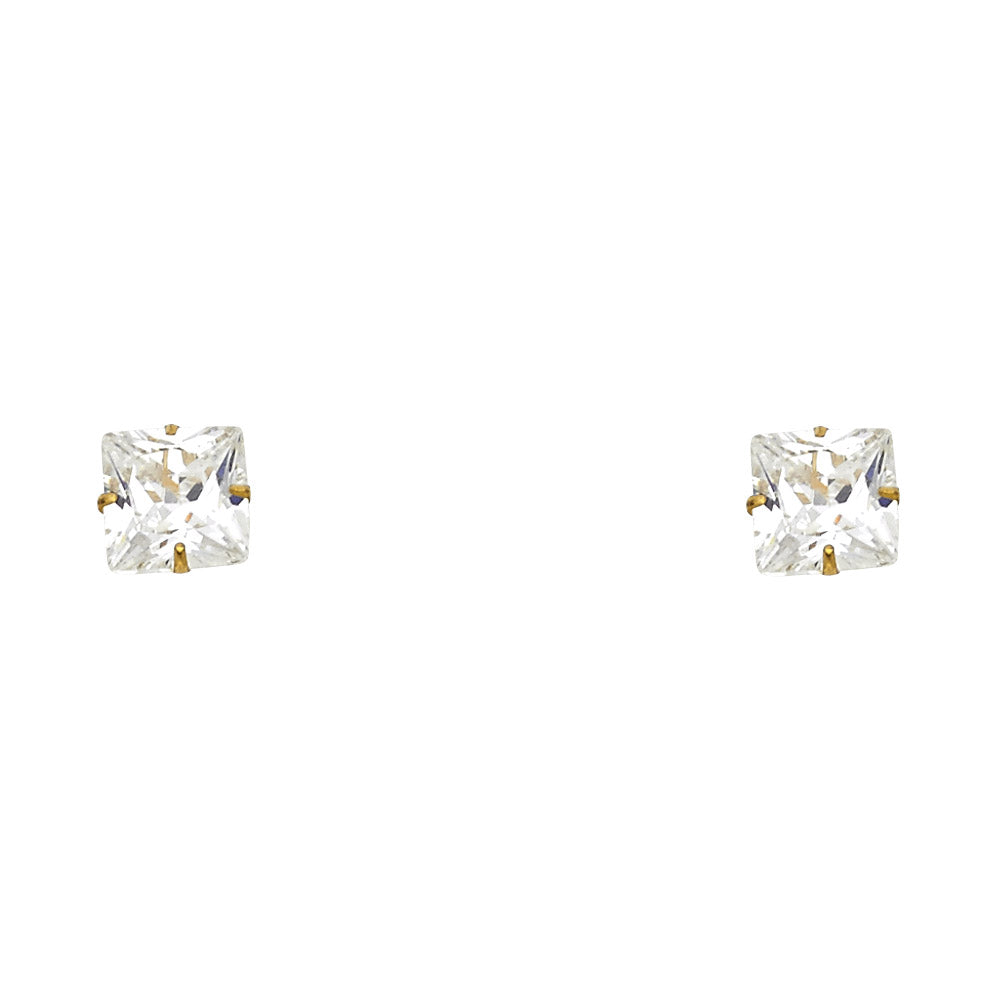 14K Yellow Gold 6 mm Square Stamp Screw Stud (ST132)