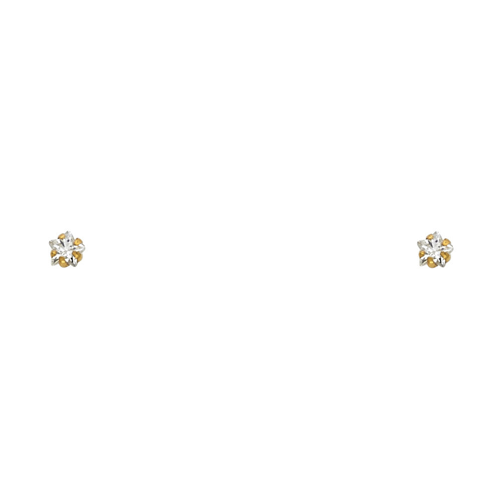 14K Yellow Gold 3 mm Star Studs Screw Stud (ST137)