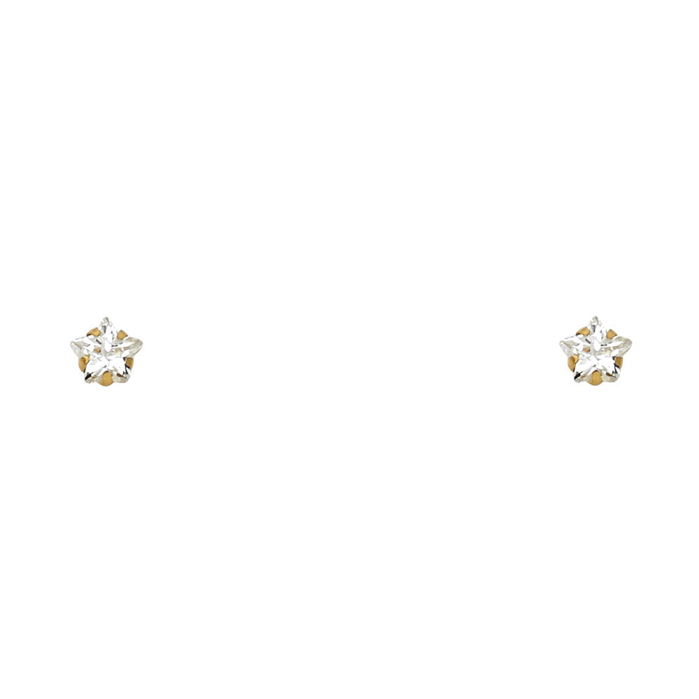 14K Yellow Gold 4 mm Star Studs Screw Stud (ST138)