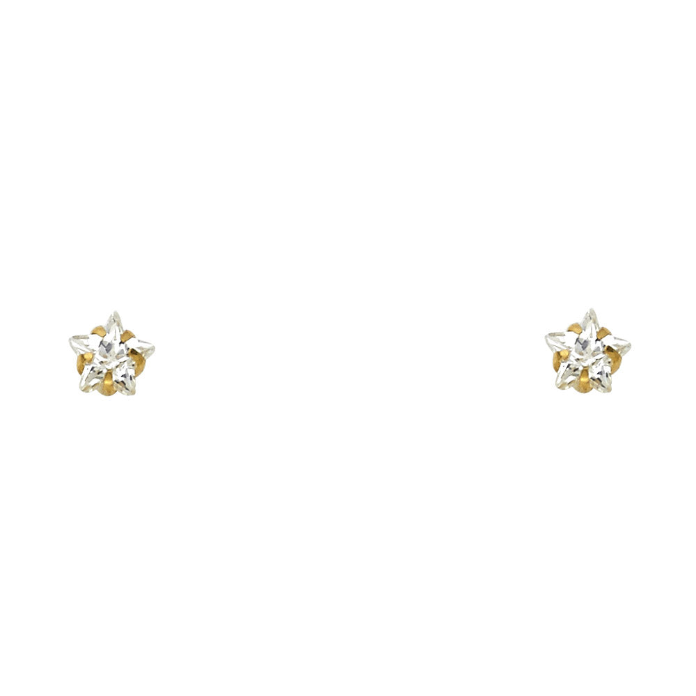 14K Yellow Gold 5 mm Star Studs Screw Stud (ST139)