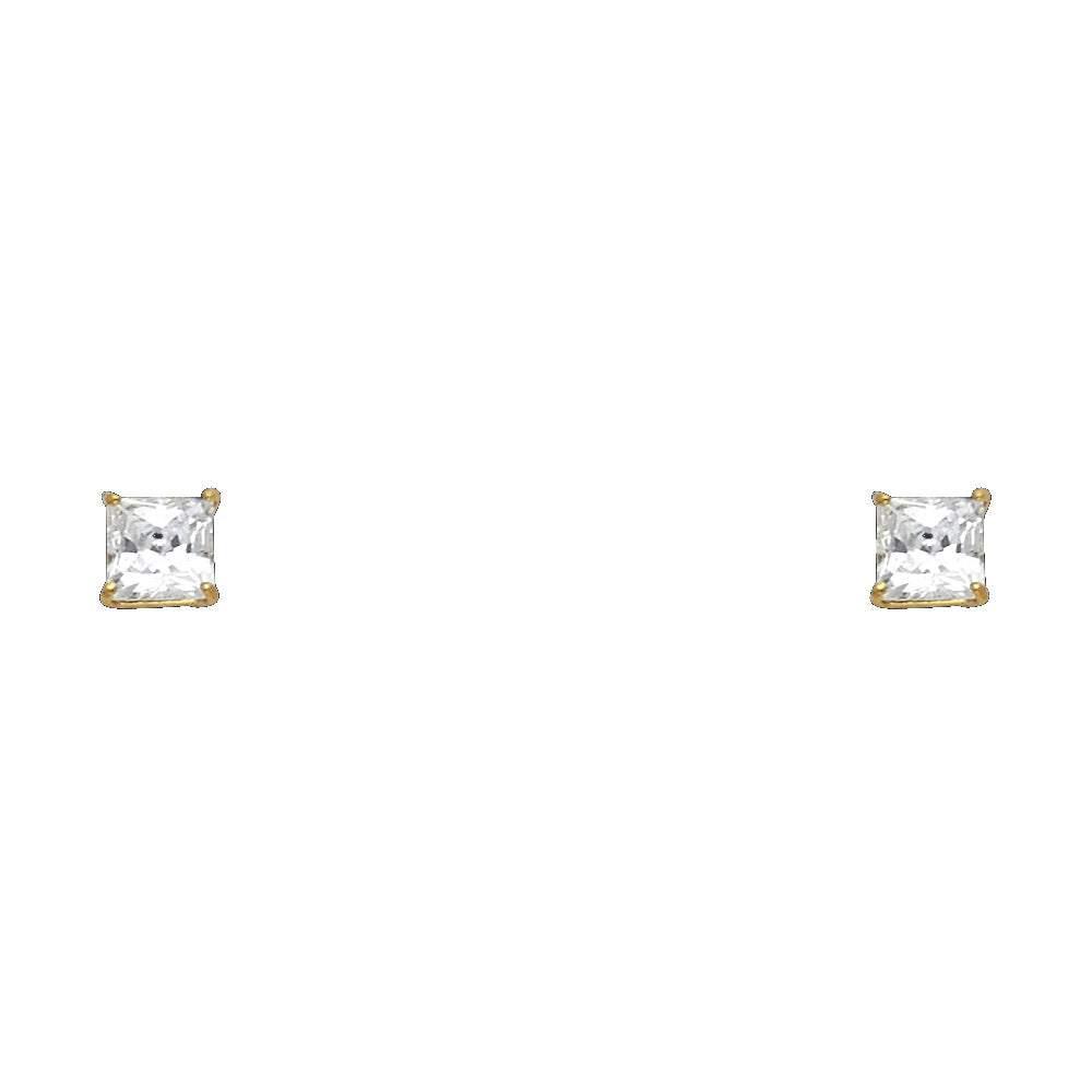 14K Yellow Gold 4 mm Square Bsk Screw Stud (ST145)