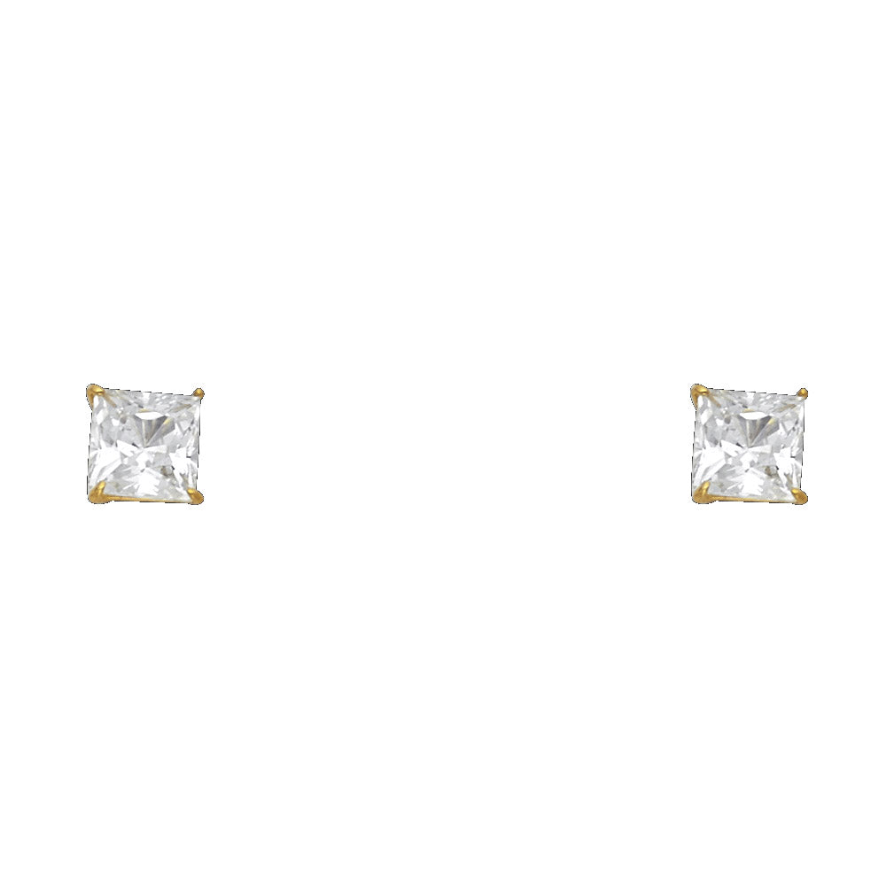 14K Yellow Gold 5 mm Square Bsk Screw Stud (ST146)