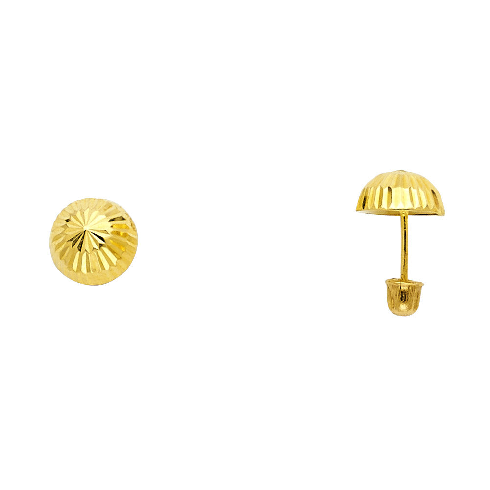 14K Yellow Gold Screw Fluted H-Ball (3 mm - 7.5 mm)