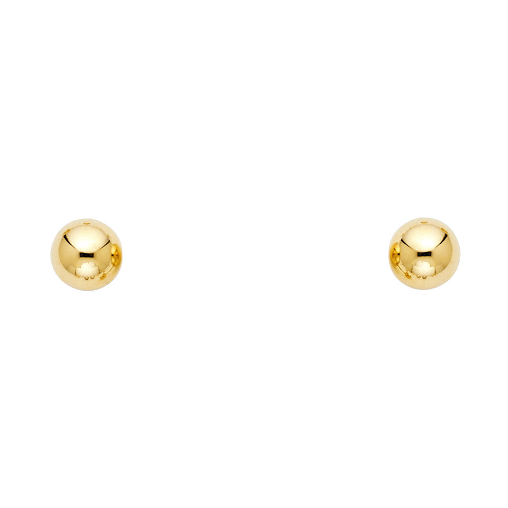 14K Yellow Gold Screw Ball Earrings (2 mm - 6 mm)