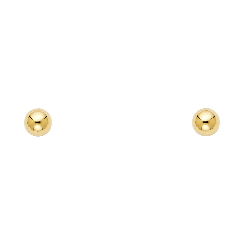 14K Yellow Gold Screw Ball Earrings (2 mm - 6 mm)