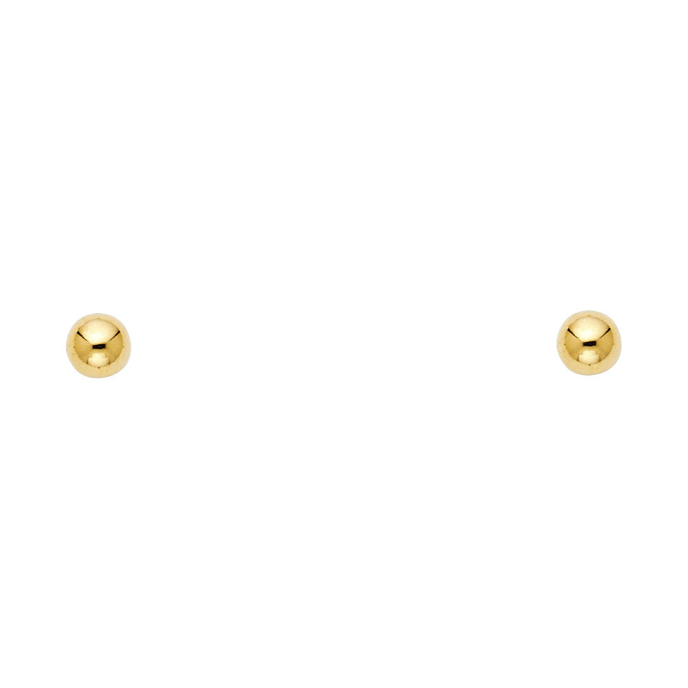 14K Yellow Gold Screw Ball Earrings (2 mm - 6 mm)