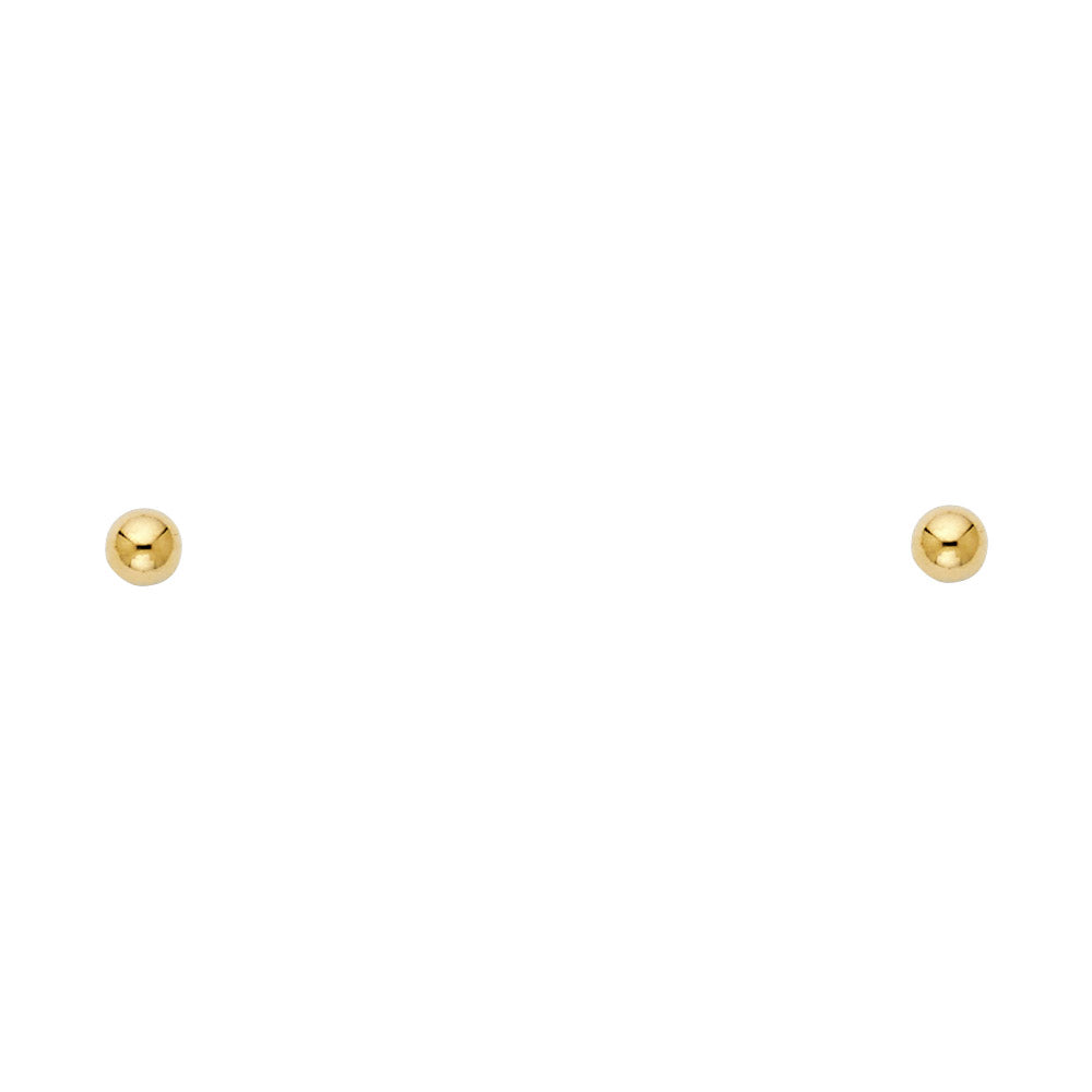 14K Yellow Gold Screw Ball Earrings (2 mm - 6 mm)