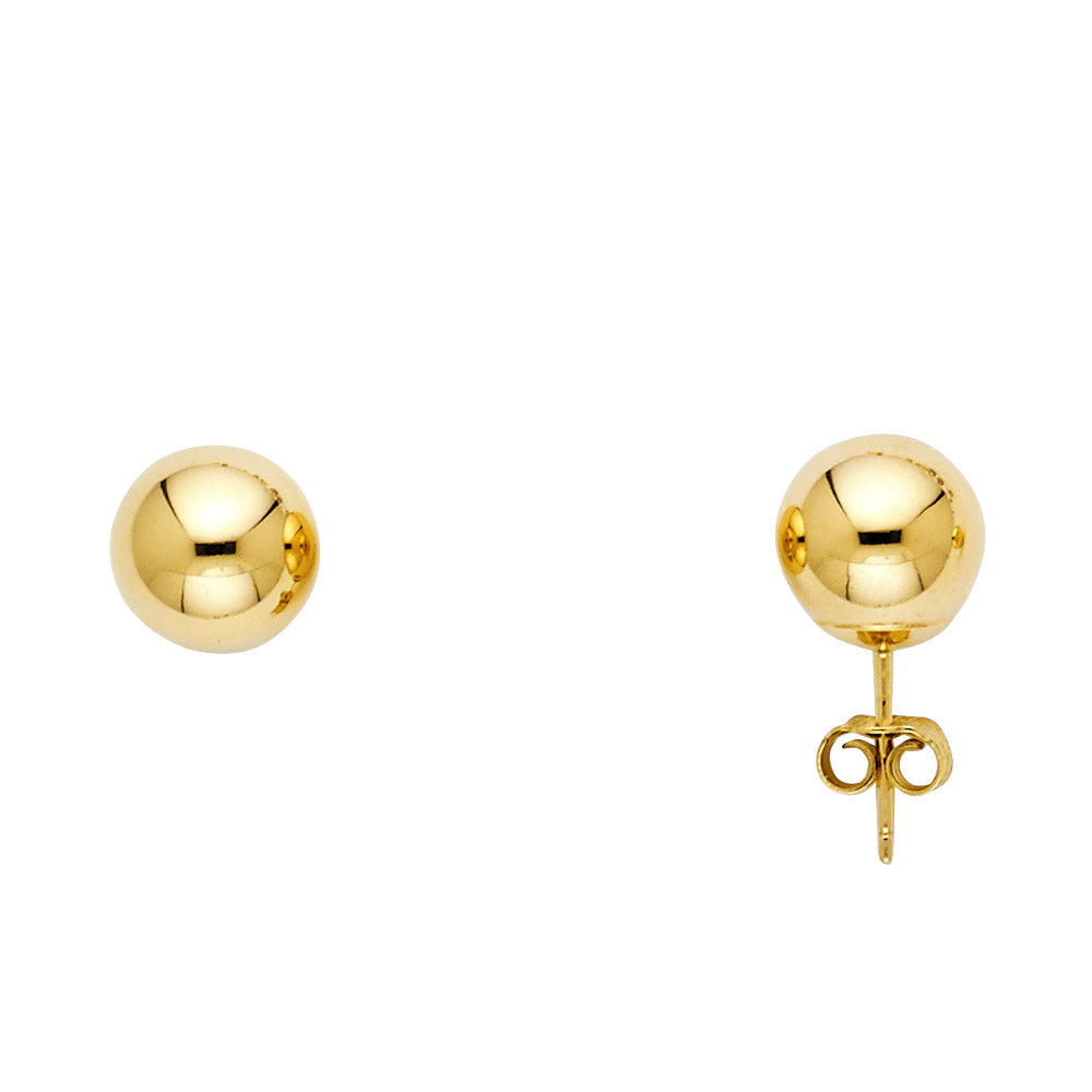 14K Yellow Gold Post Ball Earrings (2 mm - 8 mm)