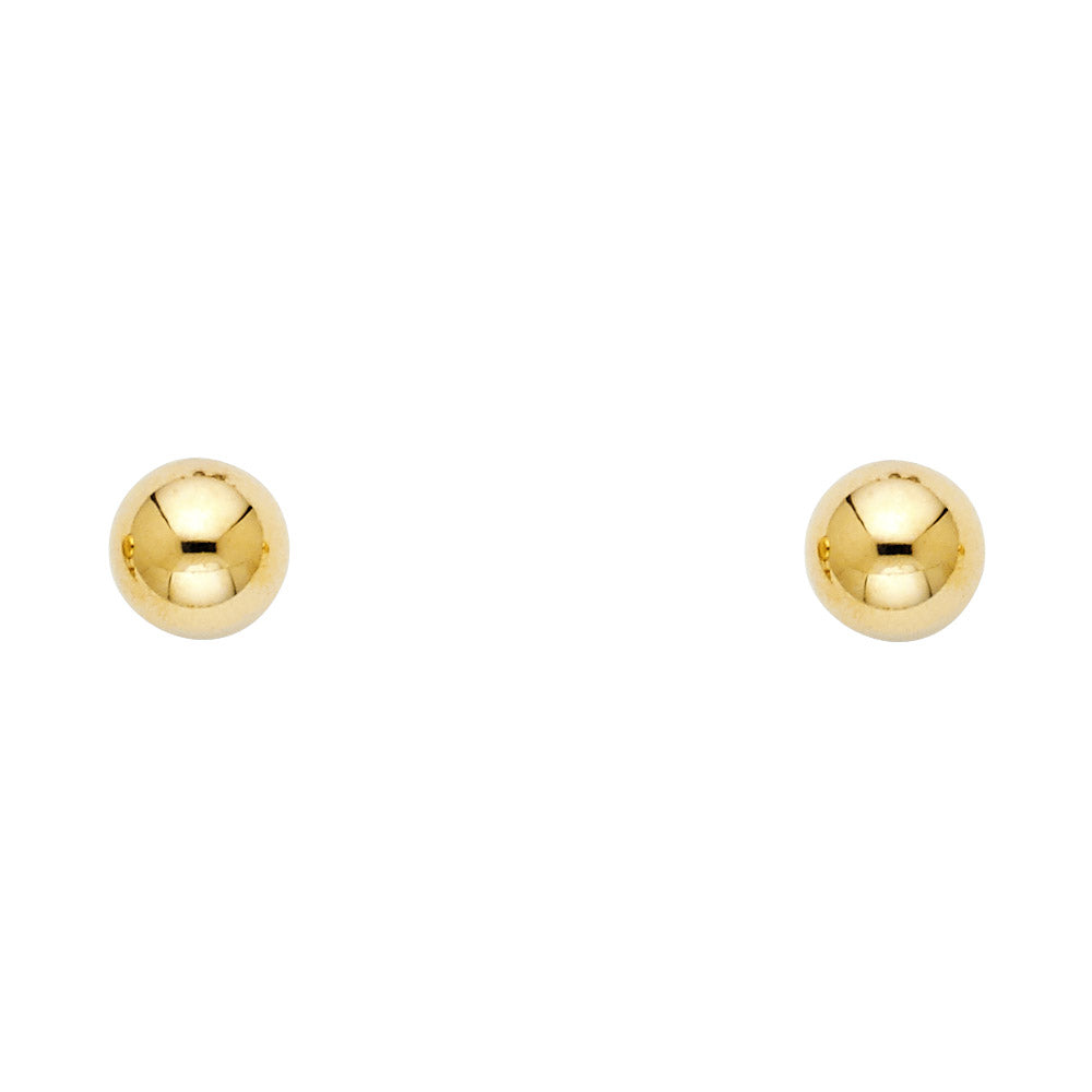 14K Yellow Gold Post Ball Earrings (2 mm - 8 mm)