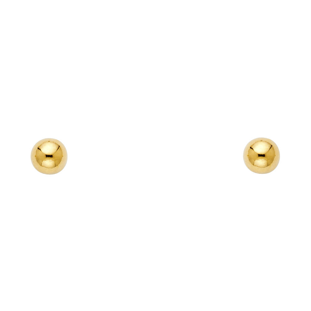 14K Yellow Gold Post Ball Earrings (2 mm - 8 mm)