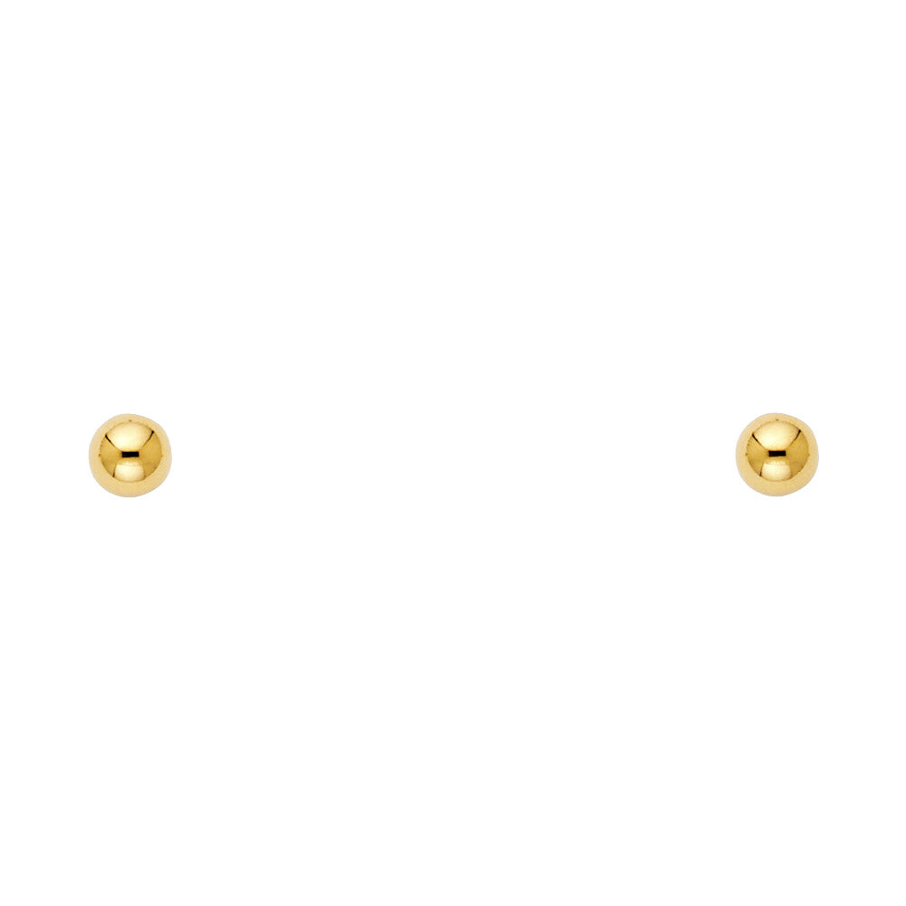 14K Yellow Gold Post Ball Earrings (2 mm - 8 mm)