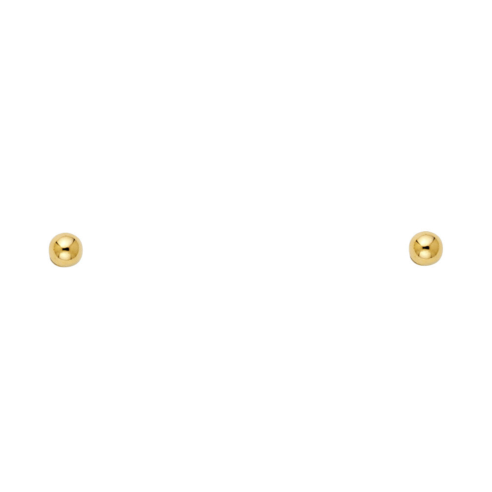 14K Yellow Gold Post Ball Earrings (2 mm - 8 mm)