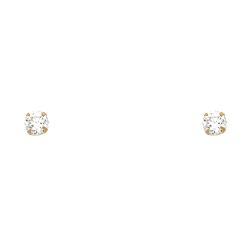 14K 4 mm Round CZ Stamped Screw Studs (Jan - Dec)