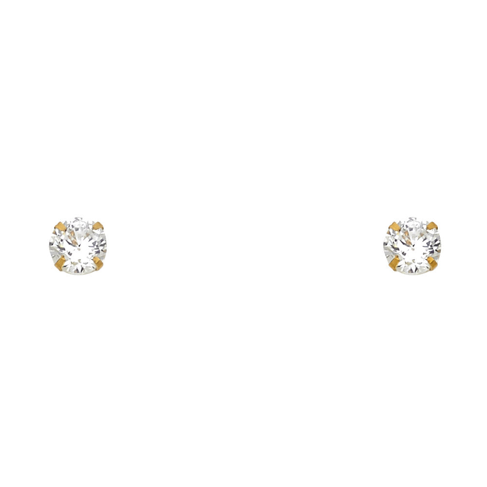 14K 5 mm Round CZ Stamped Screw Studs (Jan - Dec)