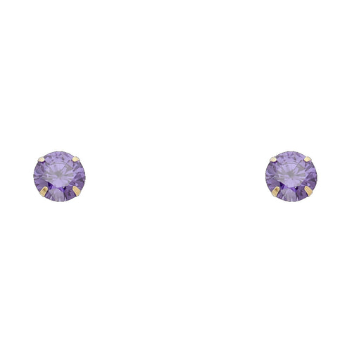14K 6 mm Round CZ Stamped Screw Studs (Jan - Dec)
