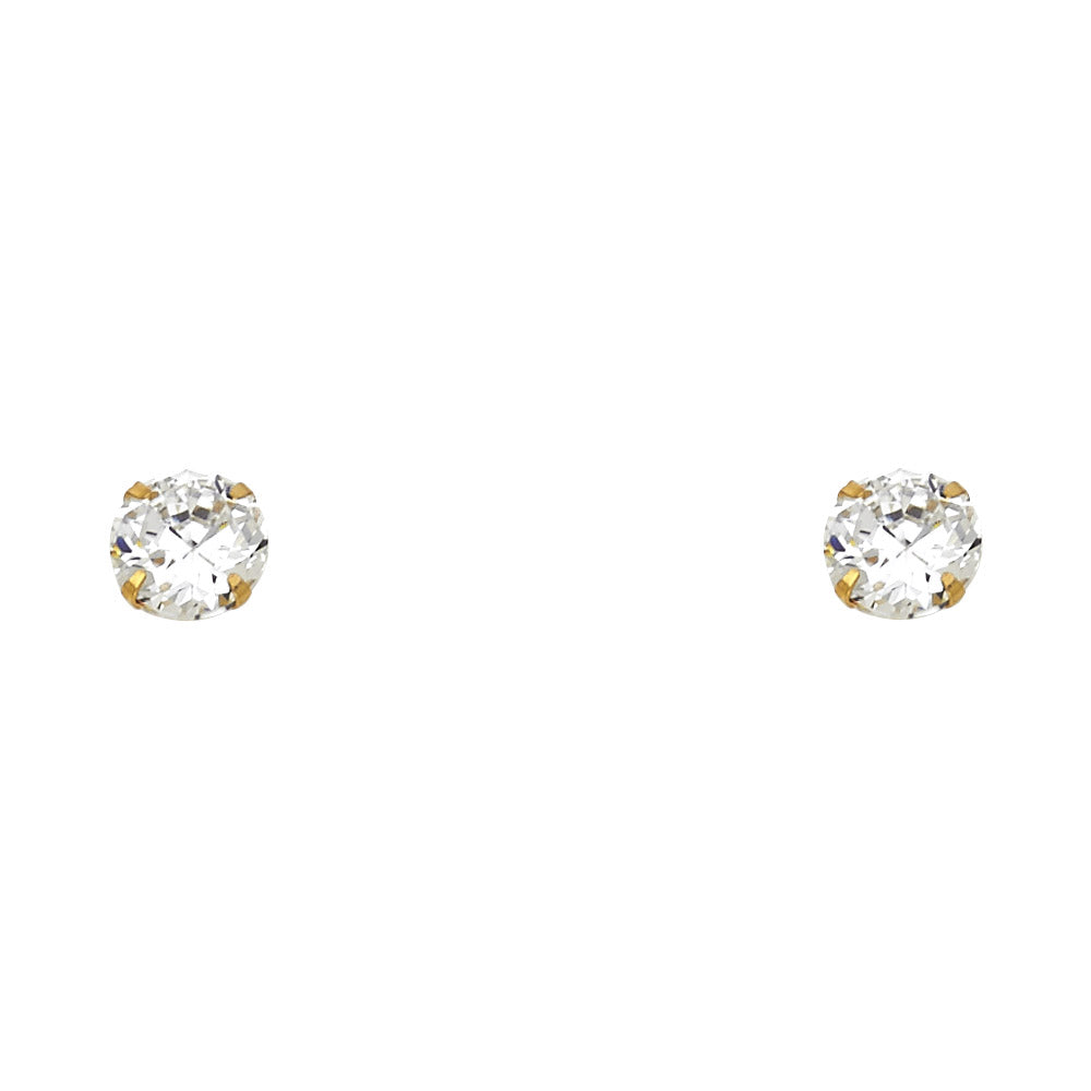 14K 6 mm Round CZ Stamped Screw Studs (Jan - Dec)