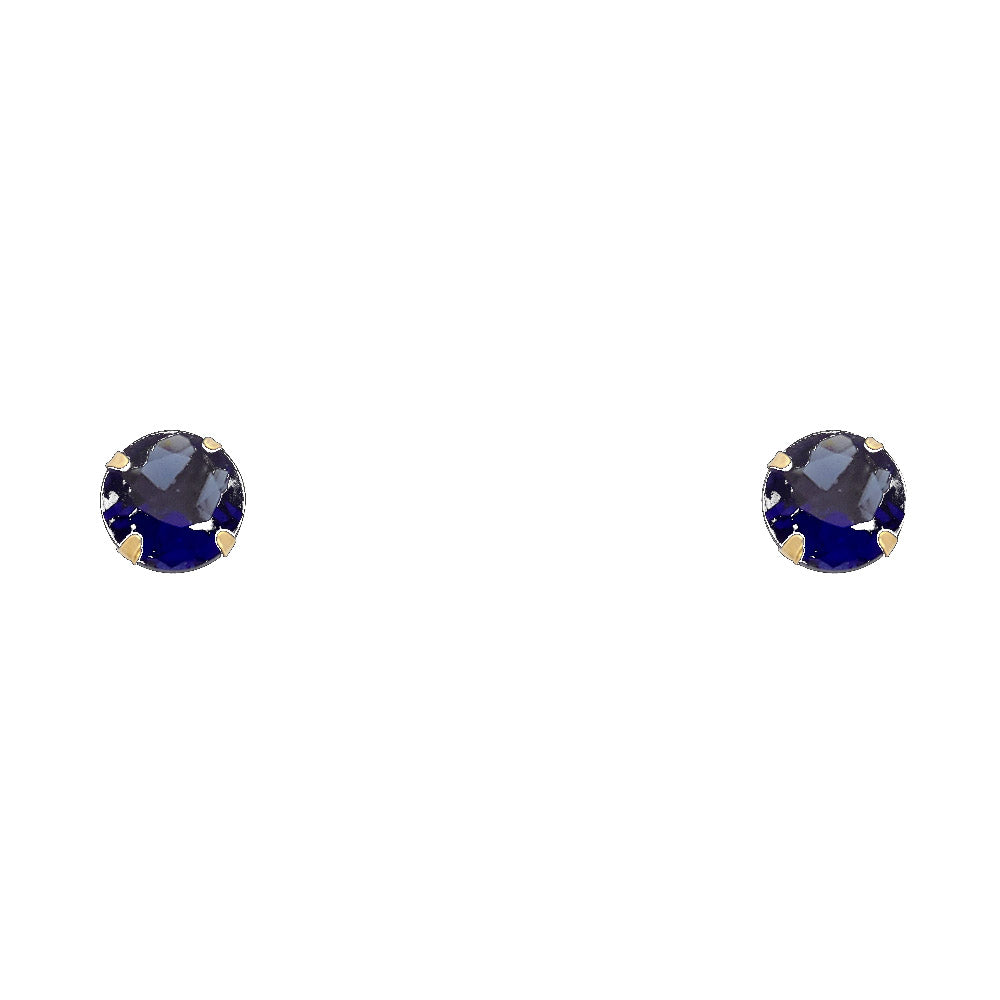 14K 6 mm Round CZ Stamped Screw Studs (Jan - Dec)
