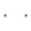 14K Yellow Gold Flower Leaf CZ Screw Stud Earrings (Jan -  Dec)