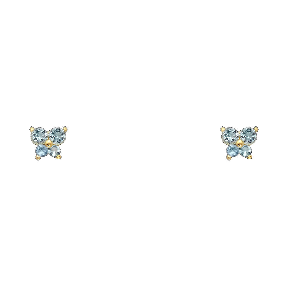 14K Yellow Gold Butterfly CZ Screw Stud Earrings (Jan - Dec)
