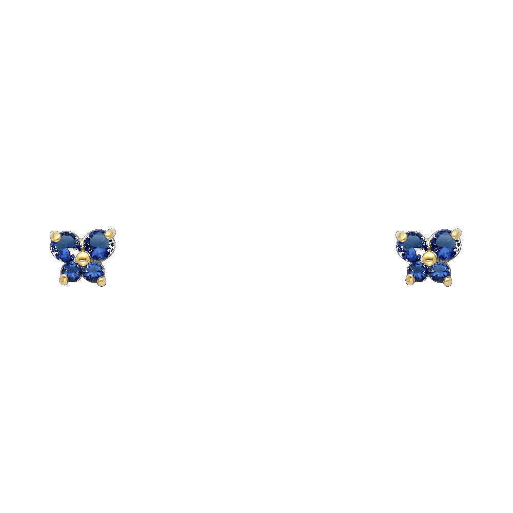 14K Yellow Gold Butterfly CZ Screw Stud Earrings (Jan - Dec)