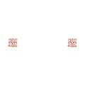 14K Yellow Gold Sm 4Lf Flower Pink CZ Studs (ST216)
