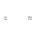 14K Yellow Gold Sm 4Lf Flower CZ Studs (ST218)