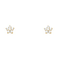 14K Yellow Gold 5Lf Flower CZ Studs (ST229)