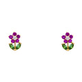 14K Yellow Gold Flower CZ Stud (ST237)