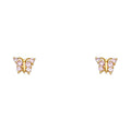 14K Yellow Gold Butterfly Pink CZ Stud (ST255)