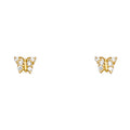 14K Yellow Gold Butterfly CZ Stud (ST256)