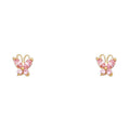 14K Yellow Gold Butterflypink CZ Stud (ST262)