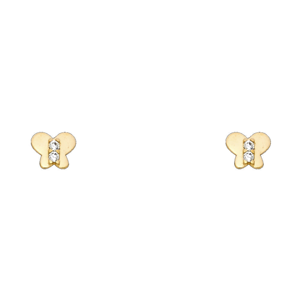 14K Yellow Gold Butterfly CZ Stud (ST265)