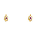 14K Yellow Gold Turtle Red CZ Stud (ST268)