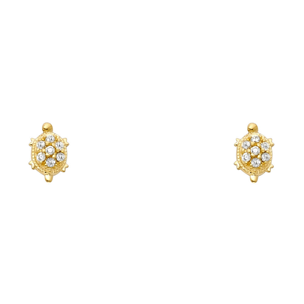 14K Yellow Gold Turtle CZ Stud (ST269)