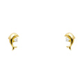14K Yellow Gold Dolphin White CZ Stud (ST282)