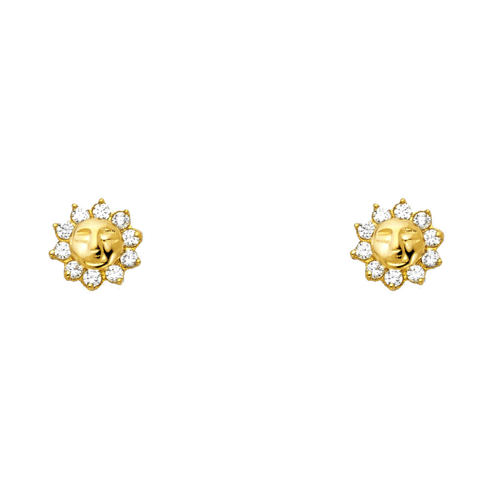 14K Yellow Gold Sun CZ Stud (ST293)
