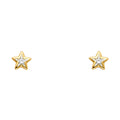 14K Yellow Gold Star White CZ (ST298)