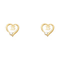 14K Yellow Gold 15 Yr Heart CZ Stud (ST312)