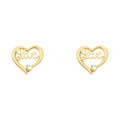 14K Yellow Gold Love Heart CZ Stud (ST314)